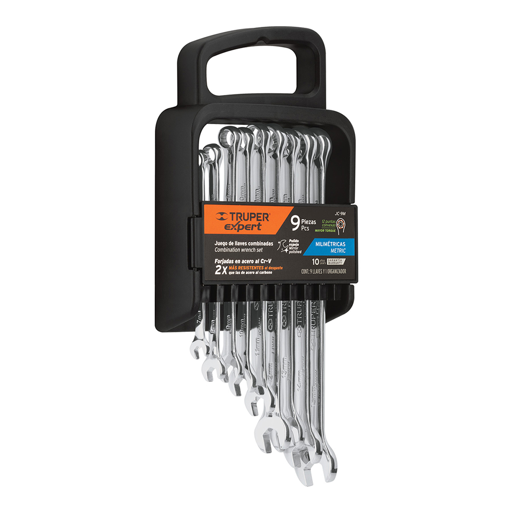 JUEGO DE 9 LLAVES COMBINADAS MM PULIDAS