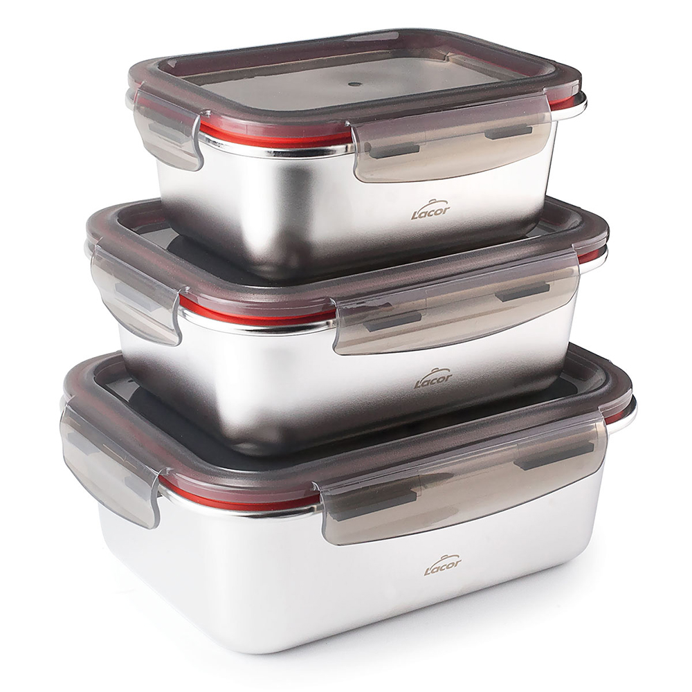 LACOR SET 3 RECIPIENTES RECTANG ECOINOX