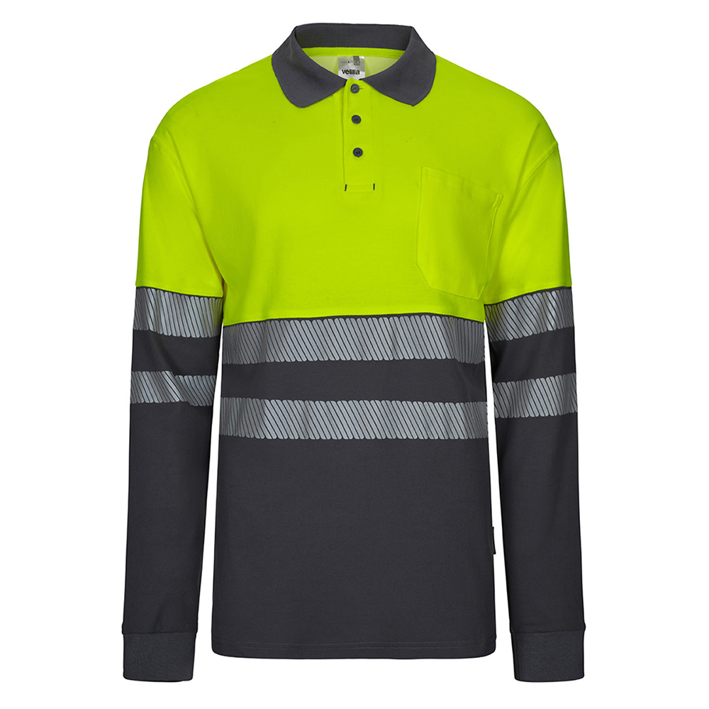 VELILLA POLO ALGOD BIC ML RS GRIS/AM 2XL