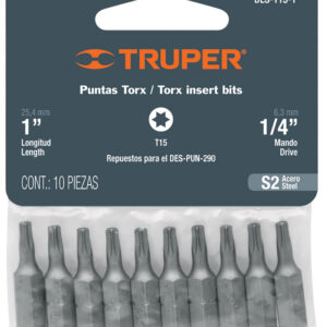 PUNTA ATORNILLADOR TORX T15 10PZS***