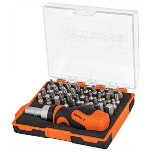 DESTORNILLADOR TIPO TROMPO CON CARRACA, 37 PIEZAS